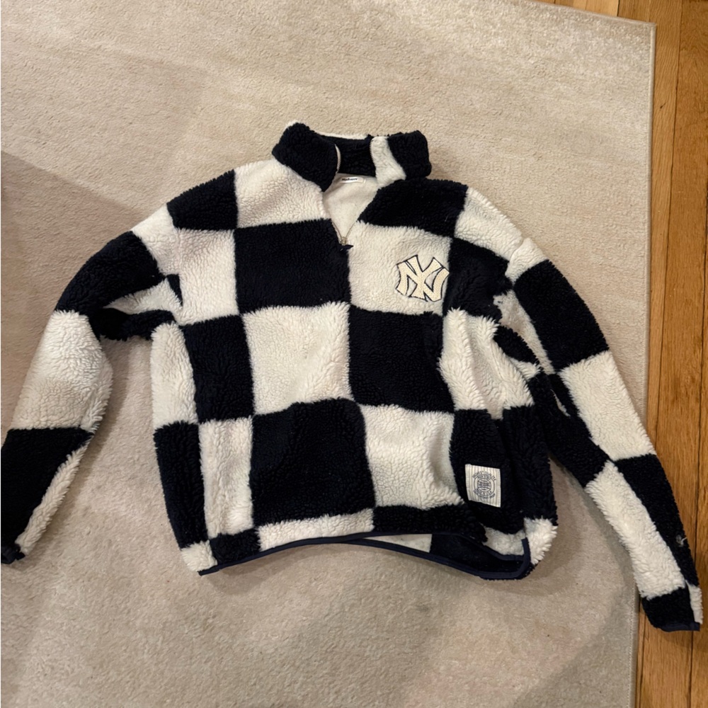 Madhappy Black Yankees and White Checkered Fleece Pullover